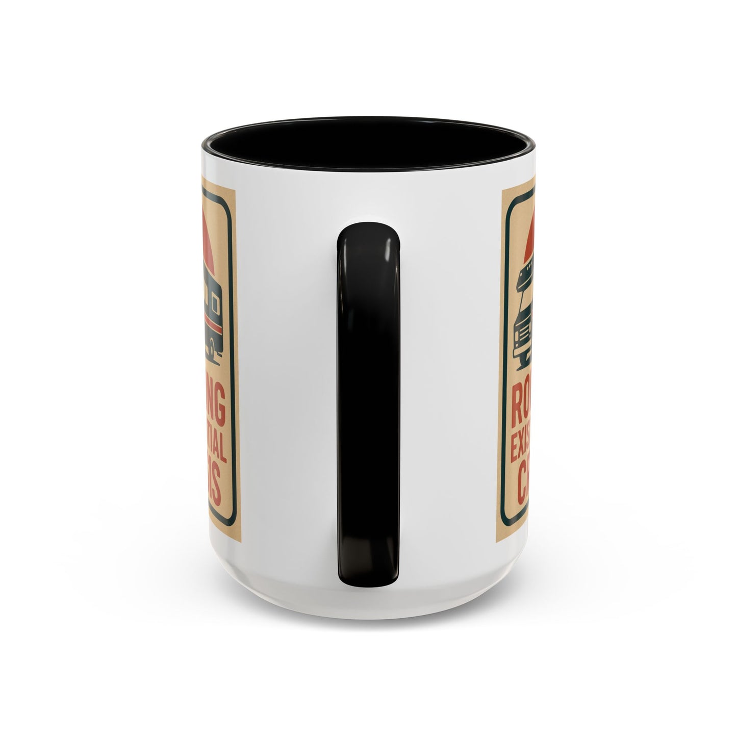 Rolling Existential Crisis RV Mug – Retro Camper Life Humor for Nomads, Vanlifers, and Burnt-Out Travelers