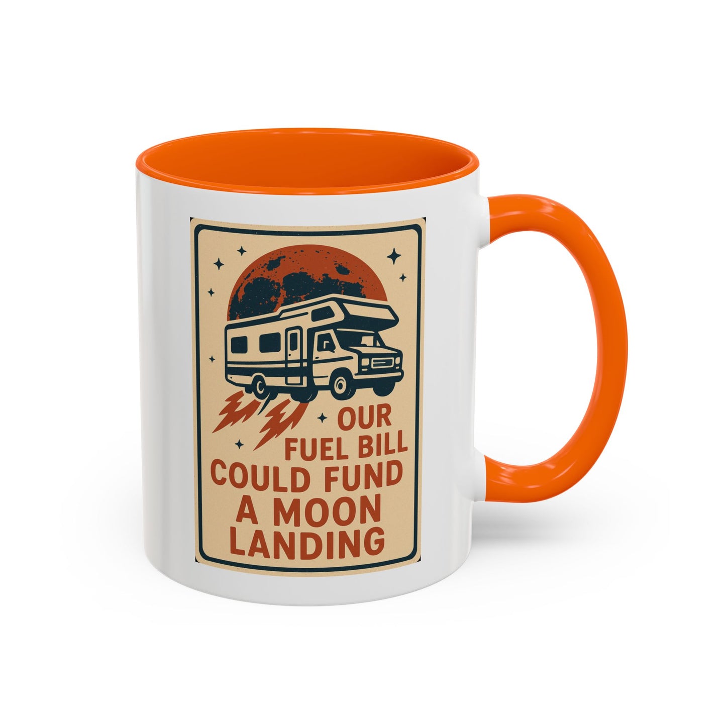 Moon Landing Fuel Bill RV Mug – Retro Roadtrip Humor for Campers, Vanlifers & Sarcastic Travelers