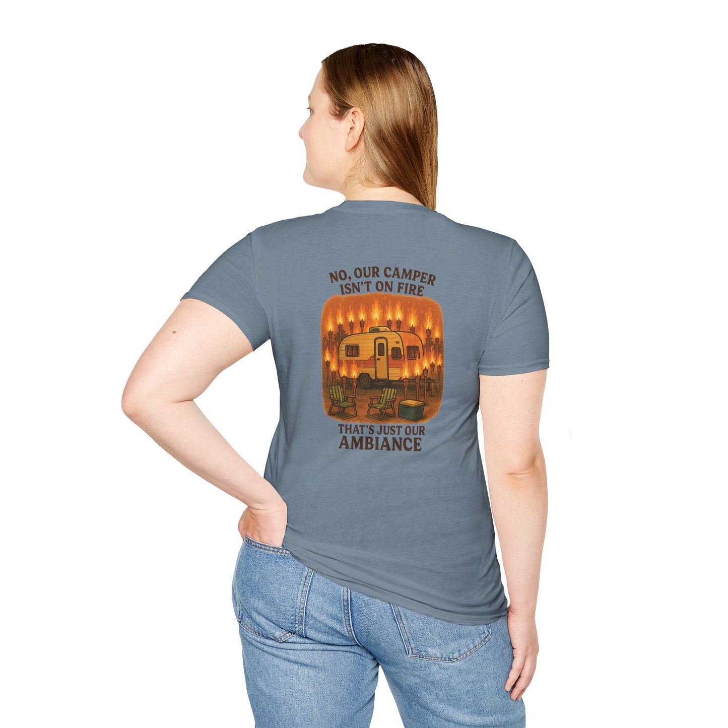 No, Our Camper Isn’t on Fire – Tiki Torch Ambiance RV T-Shirt