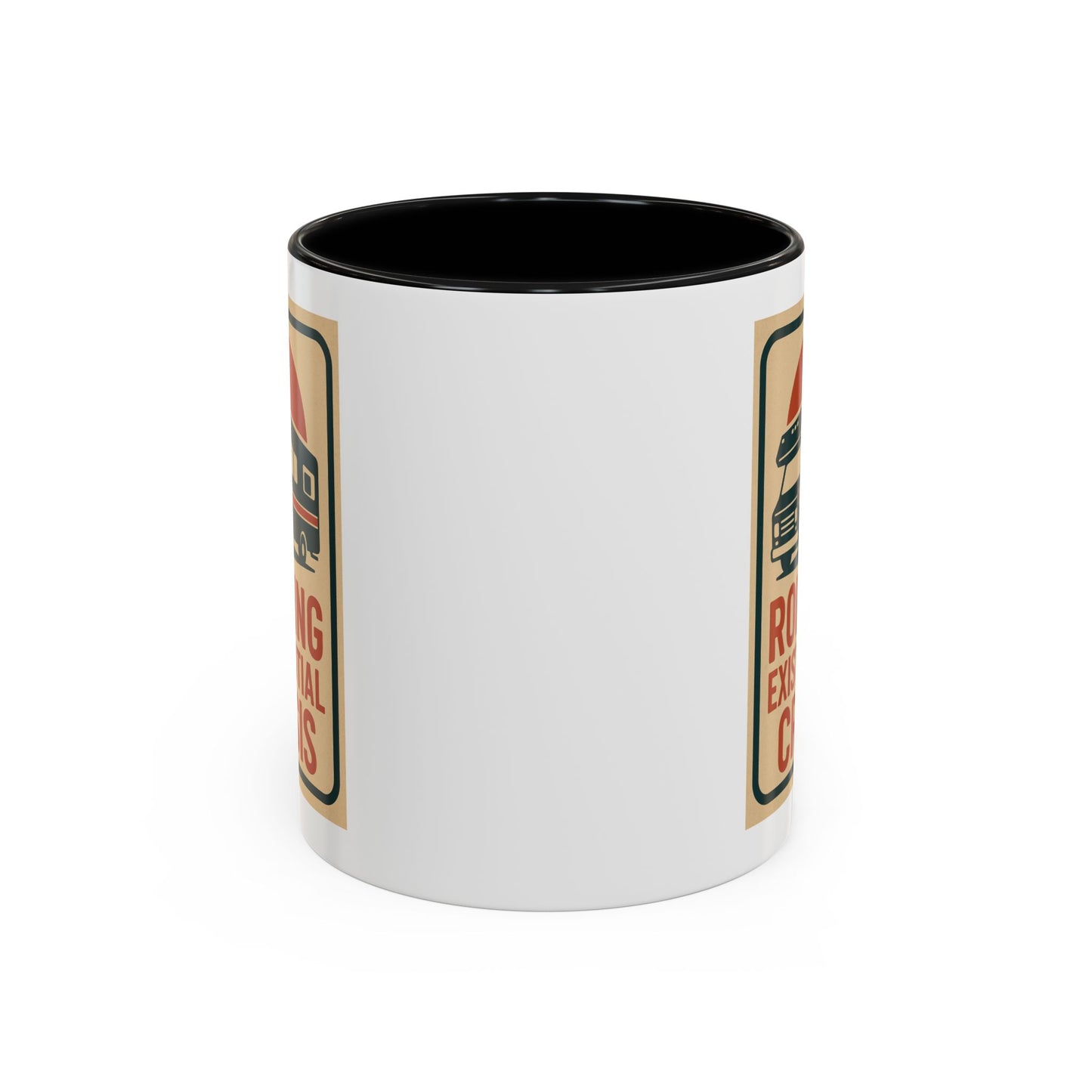 Rolling Existential Crisis RV Mug – Retro Camper Life Humor for Nomads, Vanlifers, and Burnt-Out Travelers