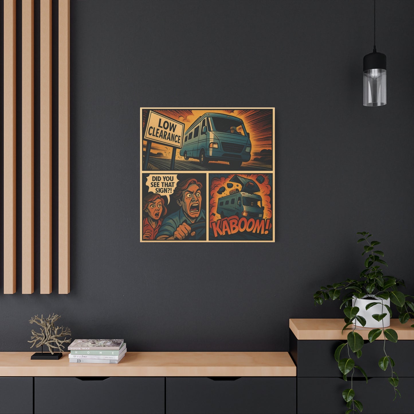 "Did You See That Sign?!" – RV Disaster Comic Canvas