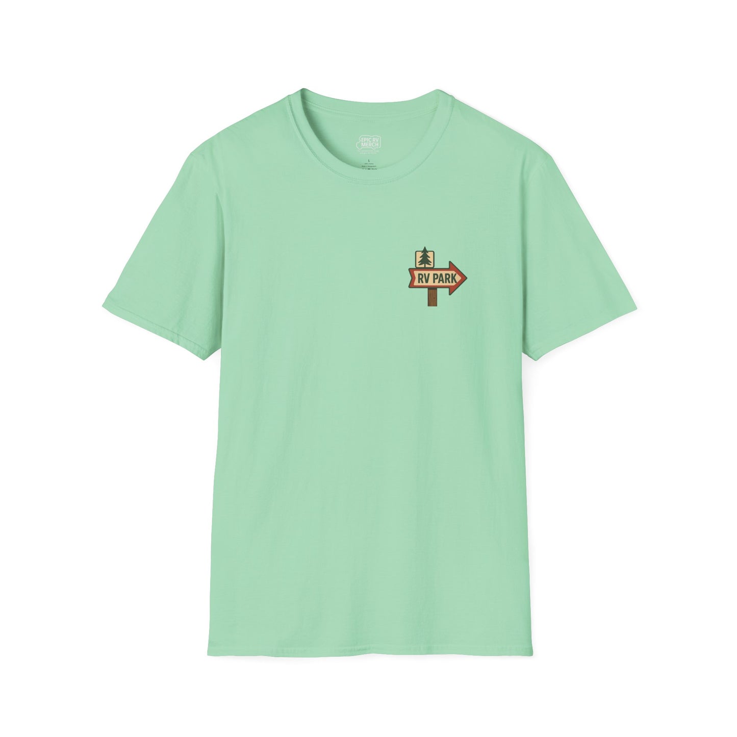 Home Is Where the Flamingos Roam – Retro RV Camping T-Shirt