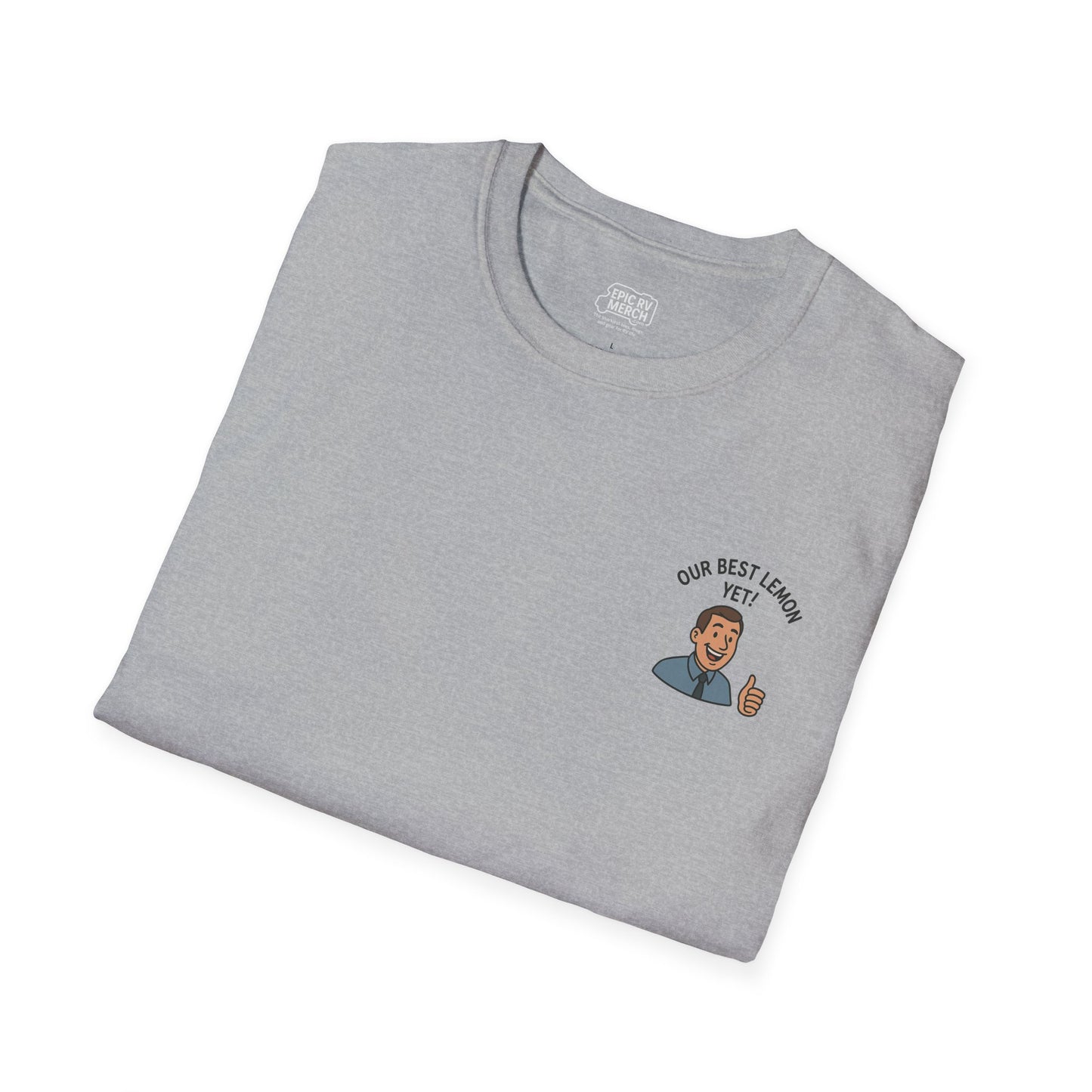 Funny RV Warranty T-Shirt – “Our Best Lemon Yet!” Satirical Camping Tee for RV Owners