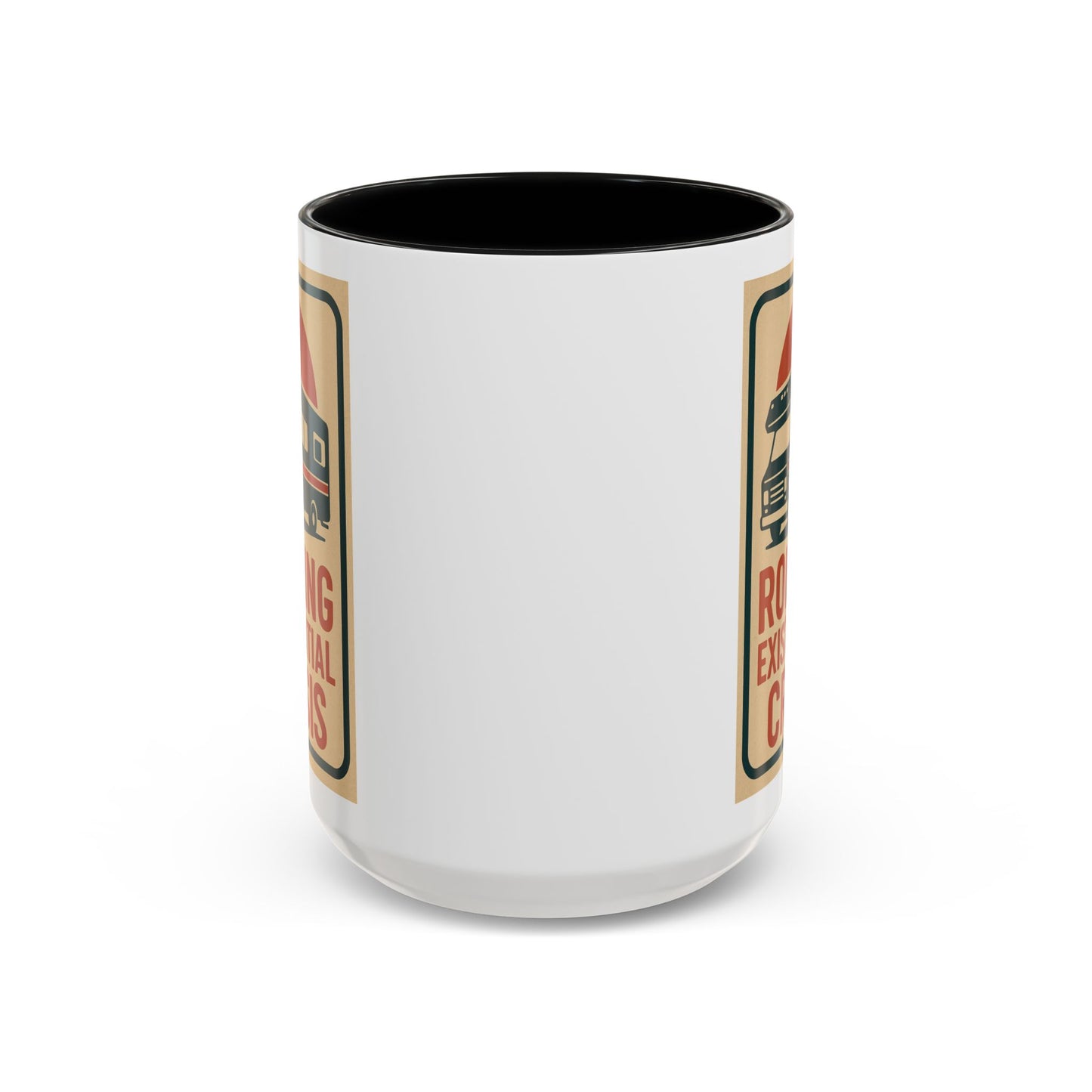Rolling Existential Crisis RV Mug – Retro Camper Life Humor for Nomads, Vanlifers, and Burnt-Out Travelers
