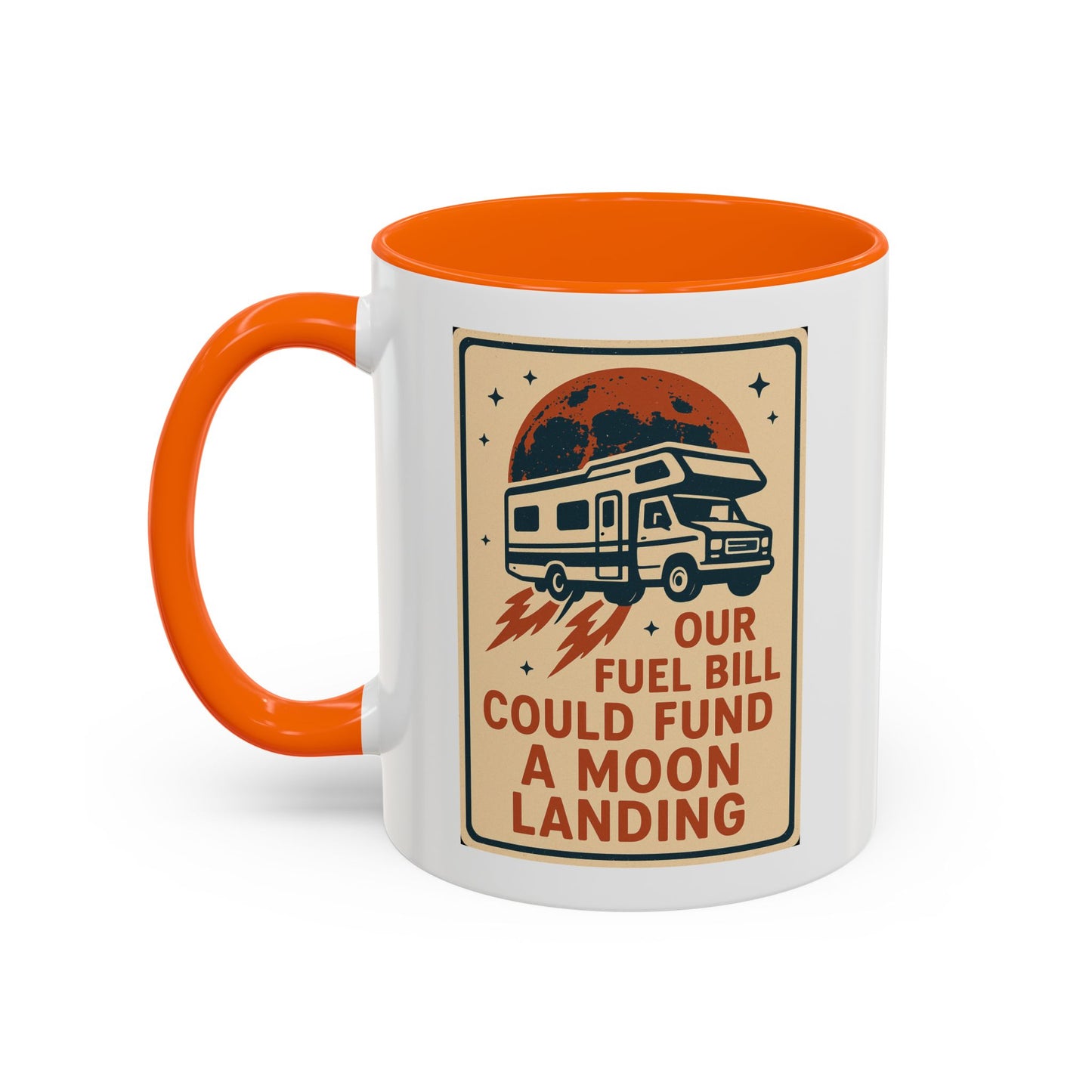 Moon Landing Fuel Bill RV Mug – Retro Roadtrip Humor for Campers, Vanlifers & Sarcastic Travelers