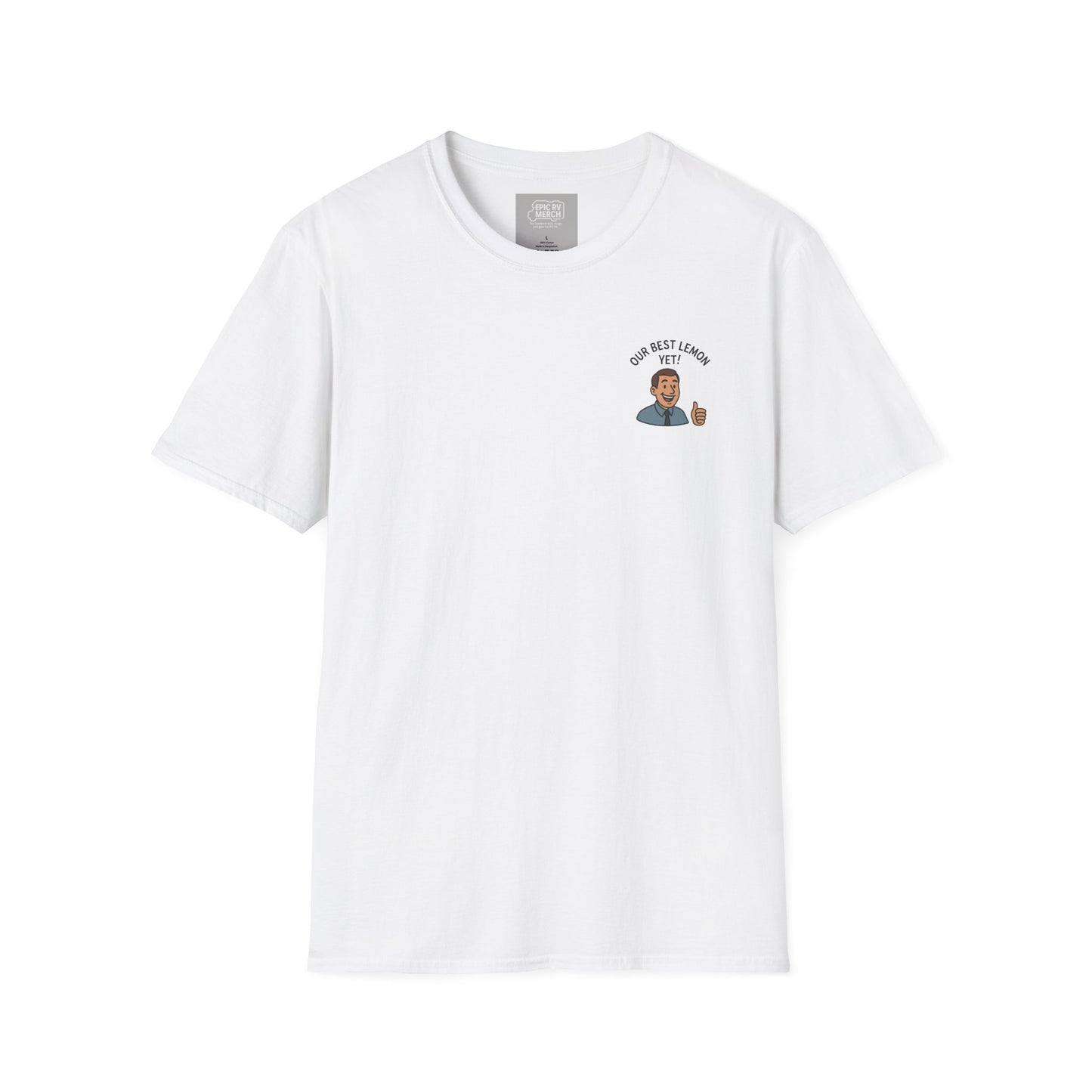 Funny RV Warranty T-Shirt – “Our Best Lemon Yet!” Satirical Camping Tee for RV Owners