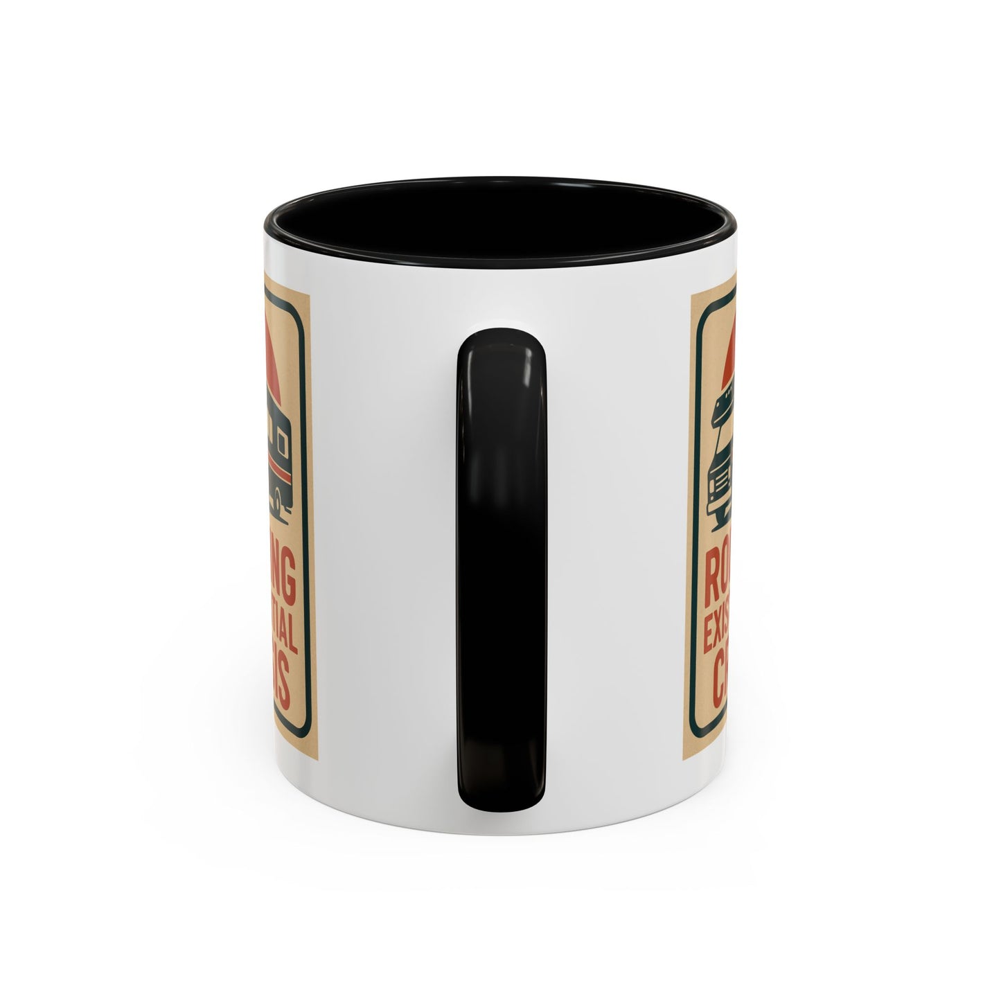Rolling Existential Crisis RV Mug – Retro Camper Life Humor for Nomads, Vanlifers, and Burnt-Out Travelers