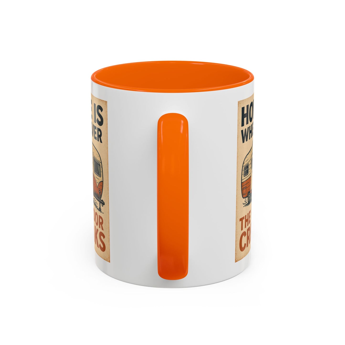 Home Is Wherever the Floor Creaks Mug – Funny Vintage Camper Gift for RV Life & Full-Time Travelers
