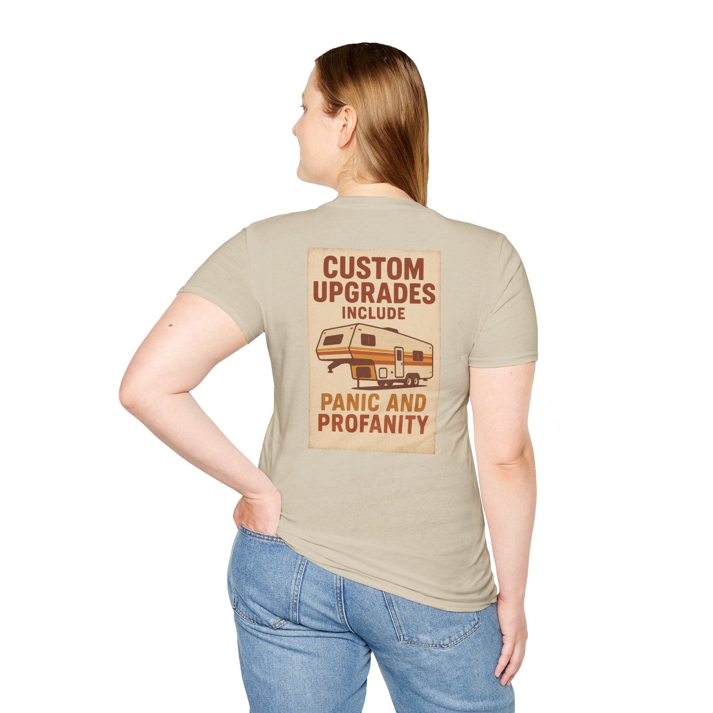 Custom Upgrades – Panic and Profanity RV T-Shirt with Retro Pocket Logo