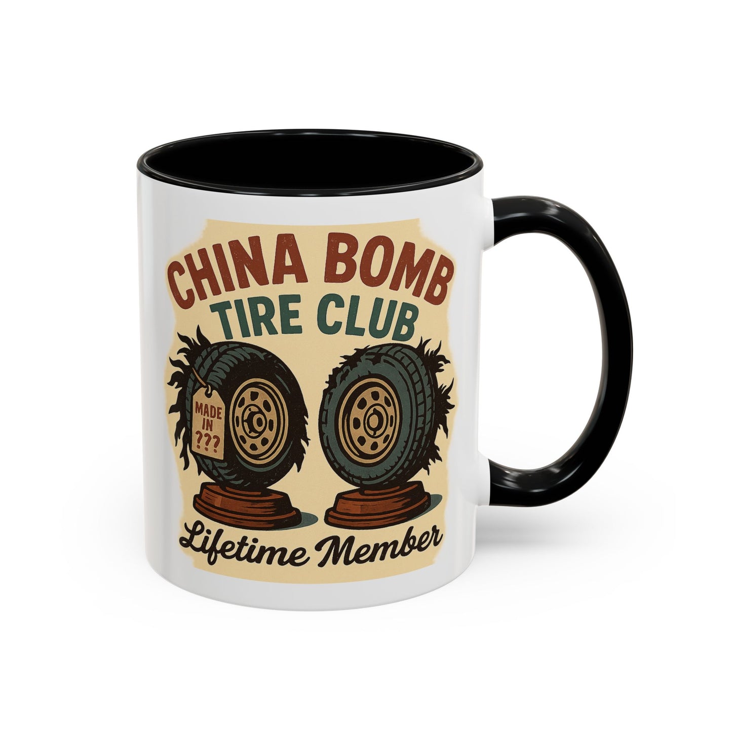 China Bomb Tire Club – “Lifetime Member” RV and Trailer Mug