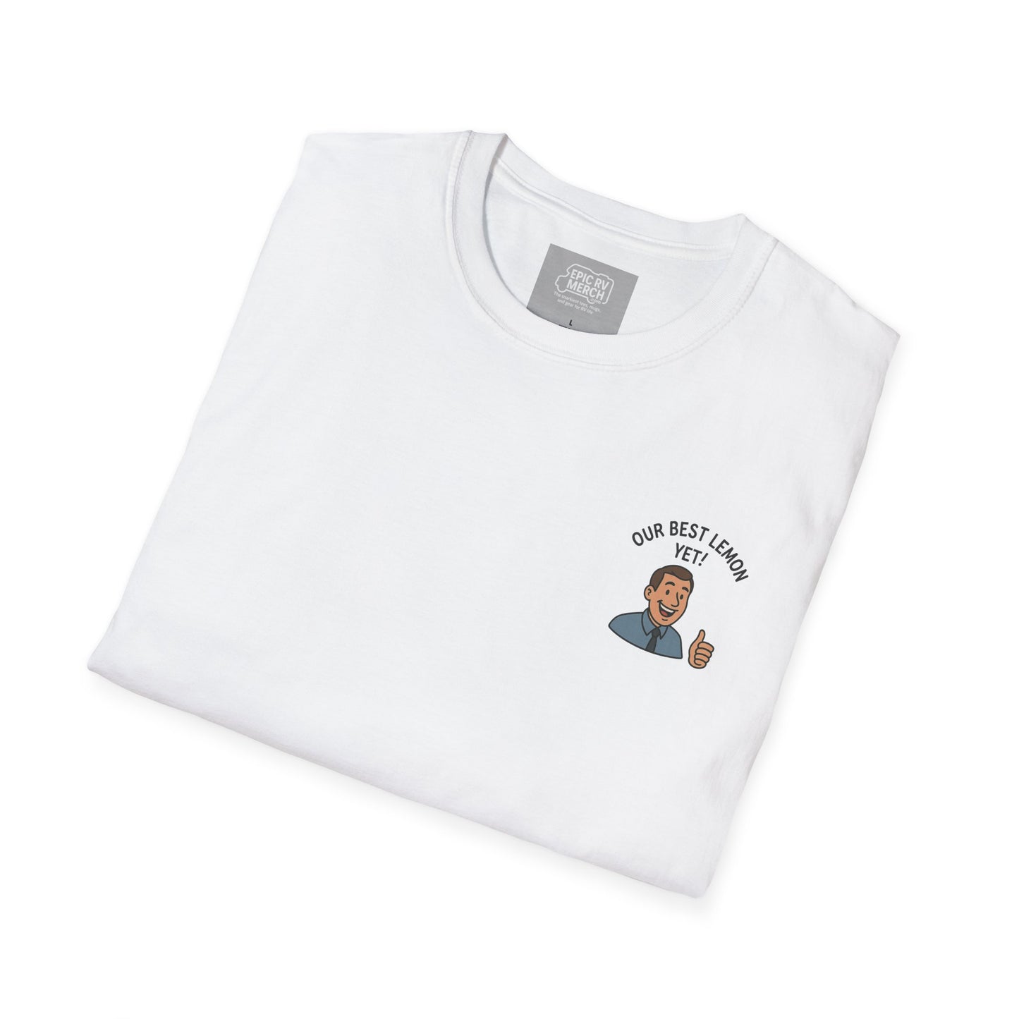 Funny RV Warranty T-Shirt – “Our Best Lemon Yet!” Satirical Camping Tee for RV Owners