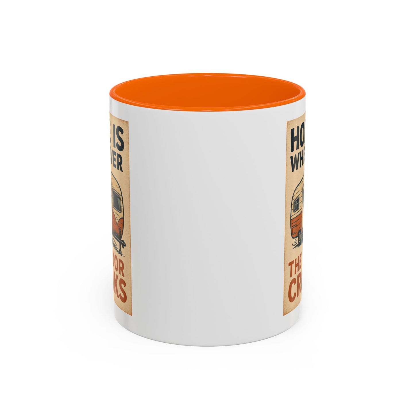 Home Is Wherever the Floor Creaks Mug – Funny Vintage Camper Gift for RV Life & Full-Time Travelers