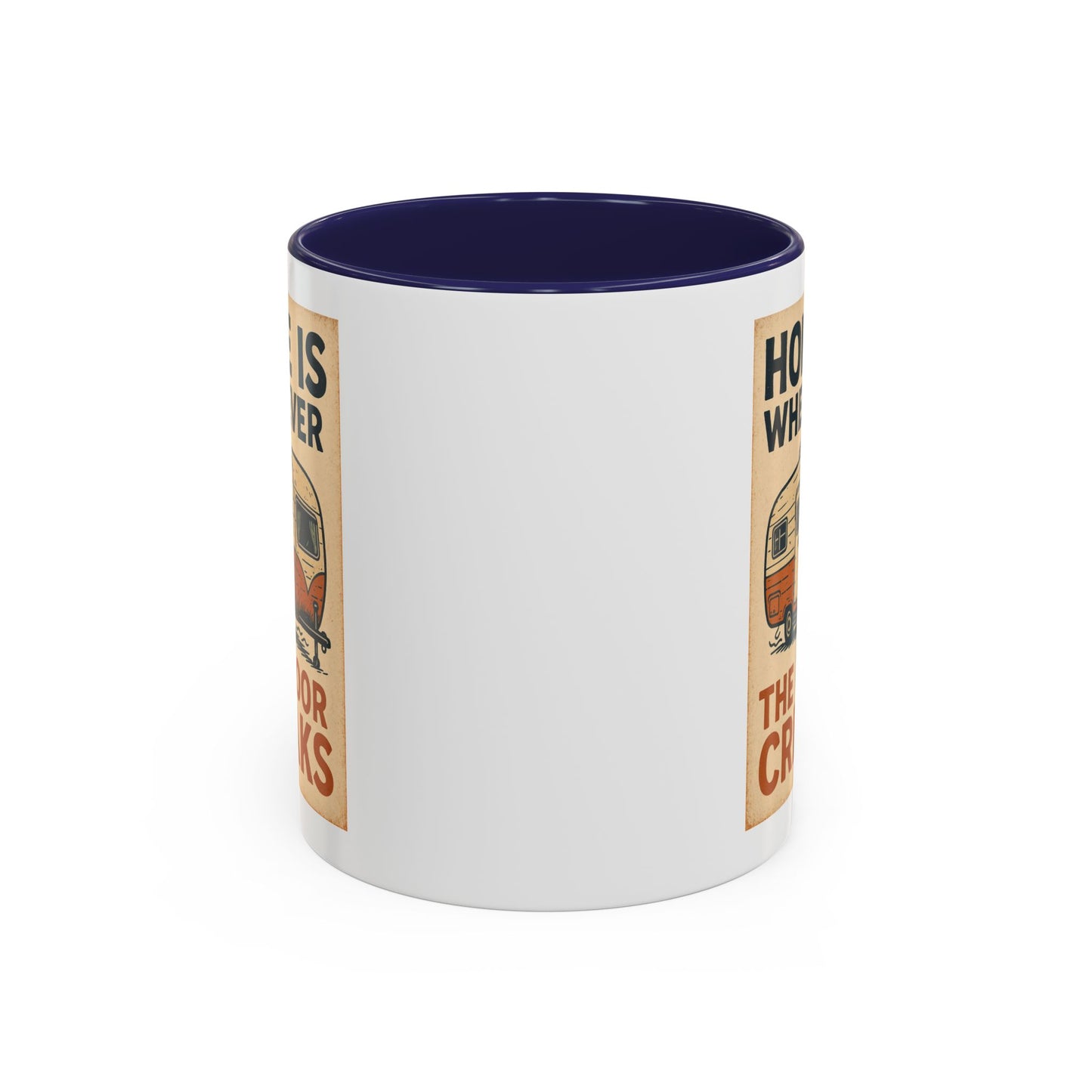 Home Is Wherever the Floor Creaks Mug – Funny Vintage Camper Gift for RV Life & Full-Time Travelers