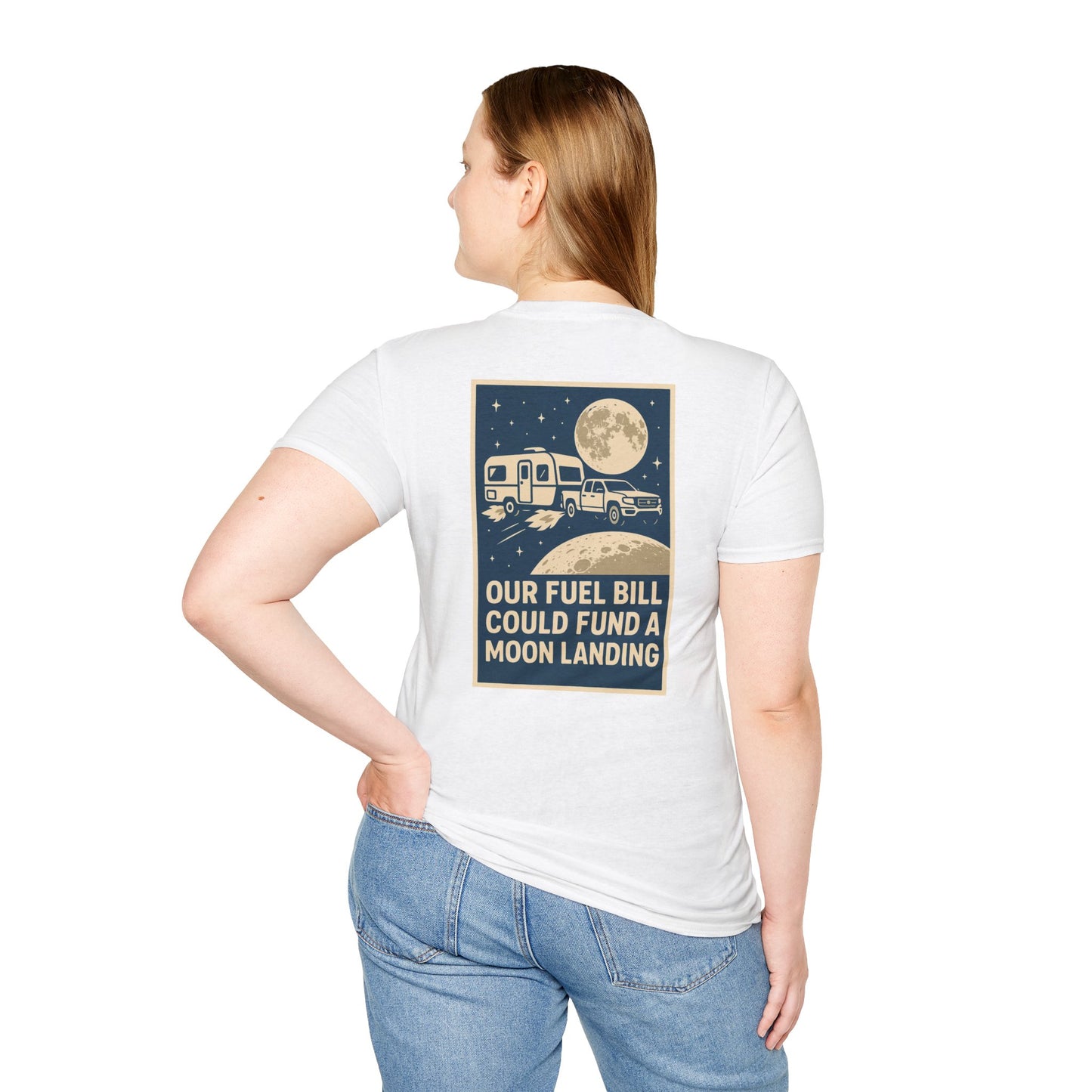 Moon Landing Fund – NASA Travel Trailer Fuel Budget Reality Check Tee