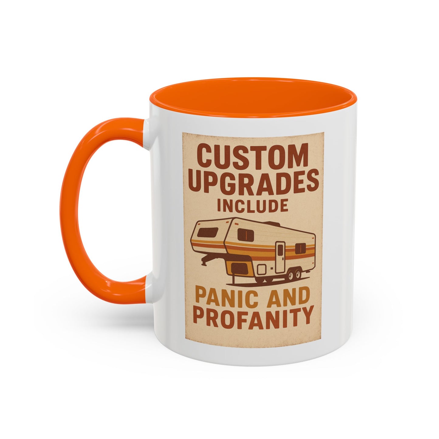 Custom Upgrades Include Panic and Profanity Mug – Funny Fifth Wheel Trailer Gift for RVers and DIY Daredevils