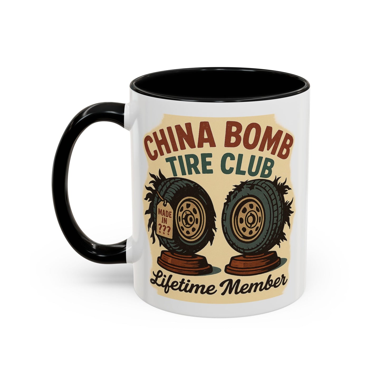 China Bomb Tire Club – “Lifetime Member” RV and Trailer Mug