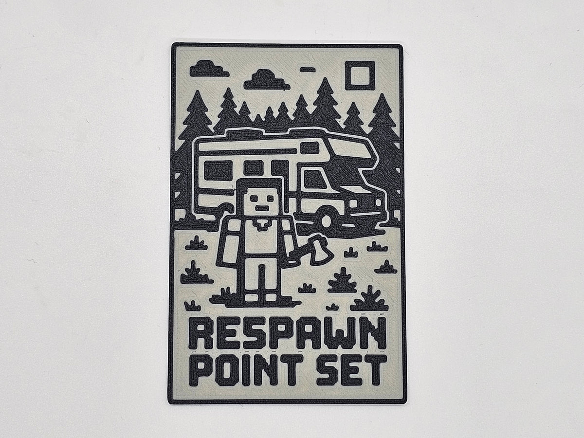 White and black Respawn Point Set gaming RV magnet