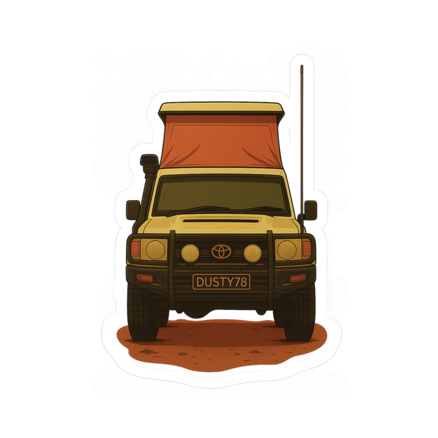 The Backpacker’s Passport “Dusty78” Front View Troopy Adventure Rig Sticker