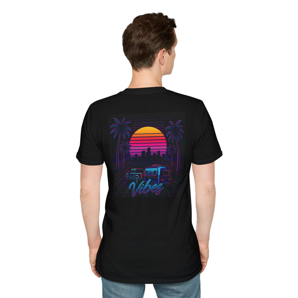 Vibes Retro Sunset Truck and Trailer RV T-Shirt