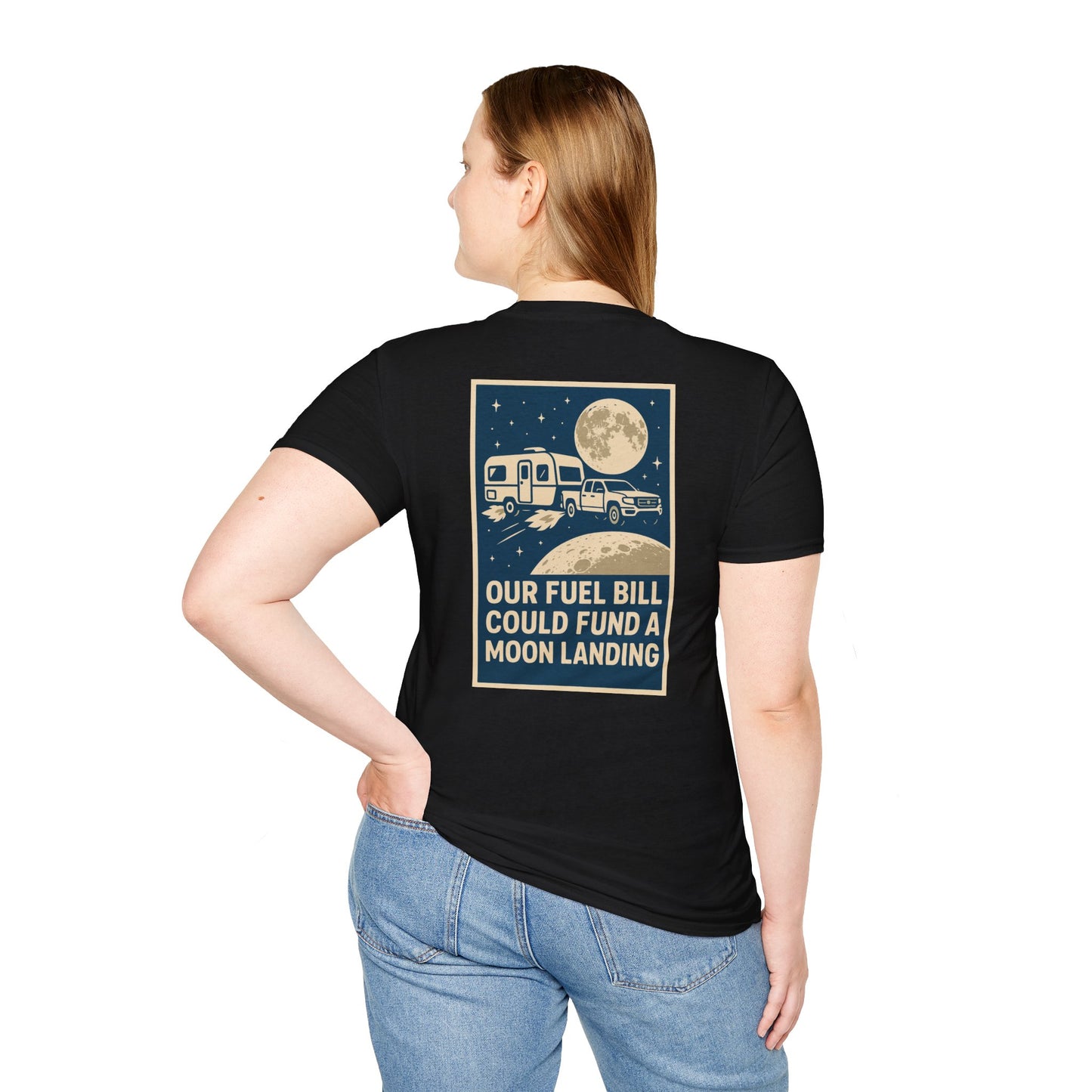 Moon Landing Fund – NASA Travel Trailer Fuel Budget Reality Check Tee