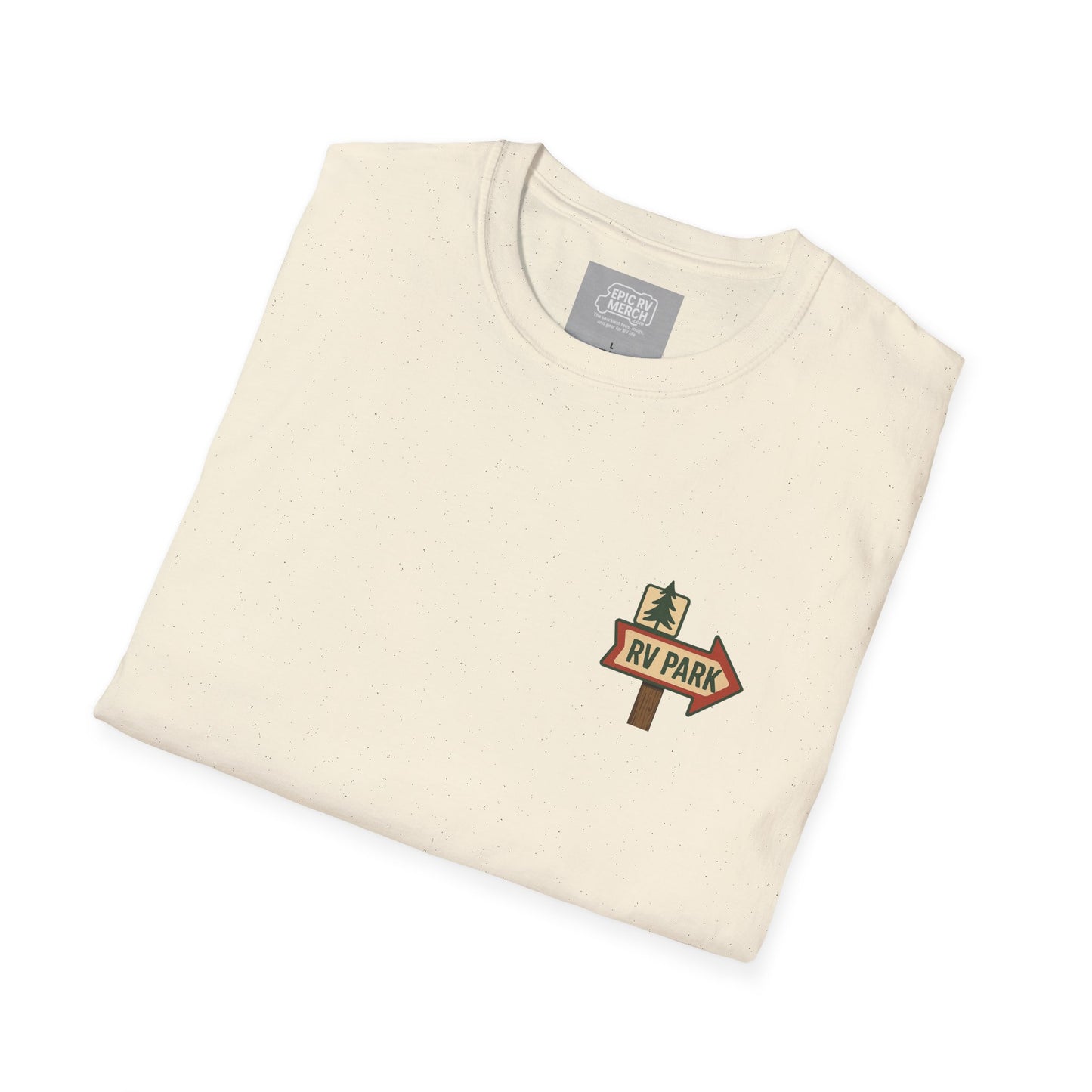 I Brake for Dump Stations – Funny Retro RV T-Shirt with Pocket Logo
