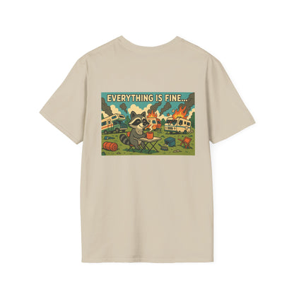 “Everything is Fine” Raccoon RV Disaster Tee – Softstyle Unisex Shirt