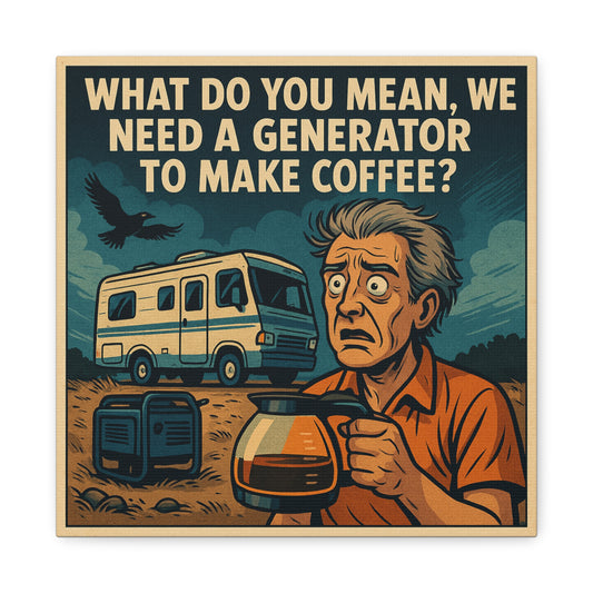 ☕ “You Mean We Need a Generator to Make Coffee?” – RV Life Canvas Print