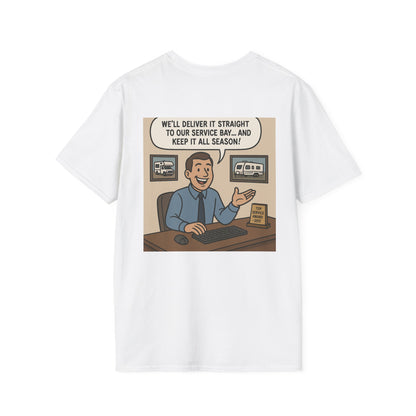 Funny RV Warranty T-Shirt – “Our Best Lemon Yet!” Satirical Camping Tee for RV Owners