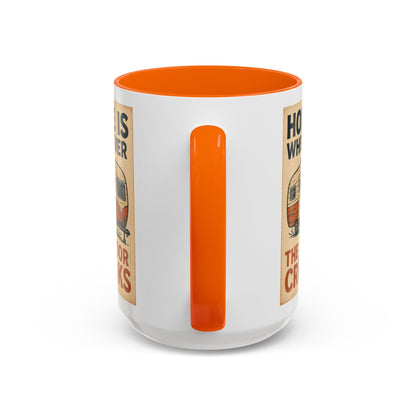 Home Is Wherever the Floor Creaks Mug – Funny Vintage Camper Gift for RV Life & Full-Time Travelers