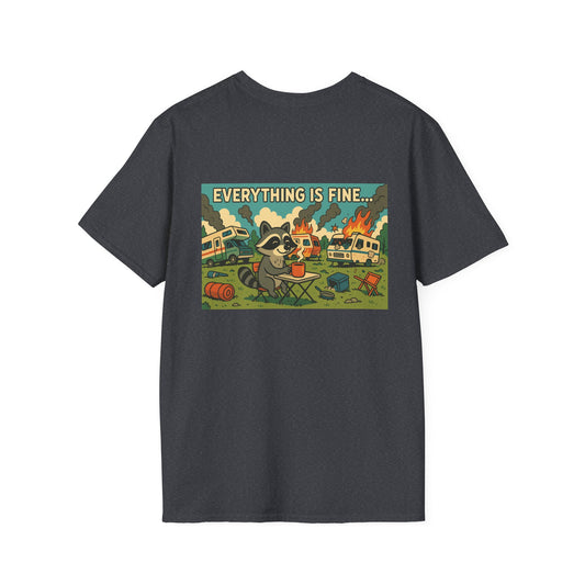 “Everything is Fine” Raccoon RV Disaster Tee – Softstyle Unisex Shirt
