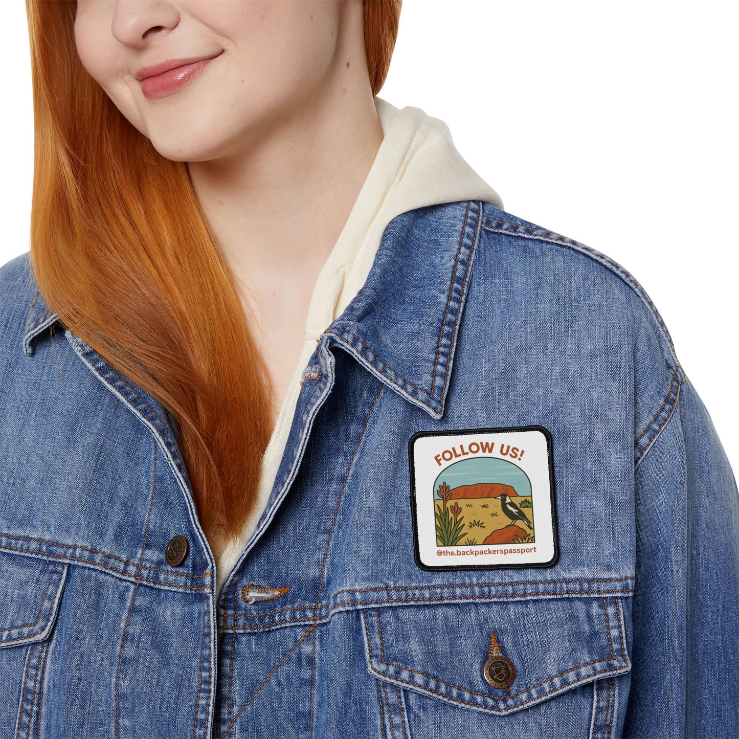 The Backpacker’s Passport - Follow Us! Iron-On Patch (3x3")