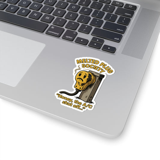 Melted Plug Society – 3x3 Kiss-Cut RV Humor Sticker