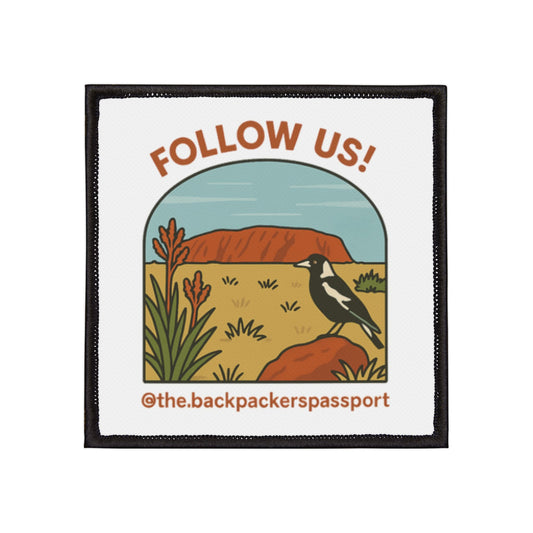 The Backpacker’s Passport - Follow Us! Iron-On Patch (3x3")