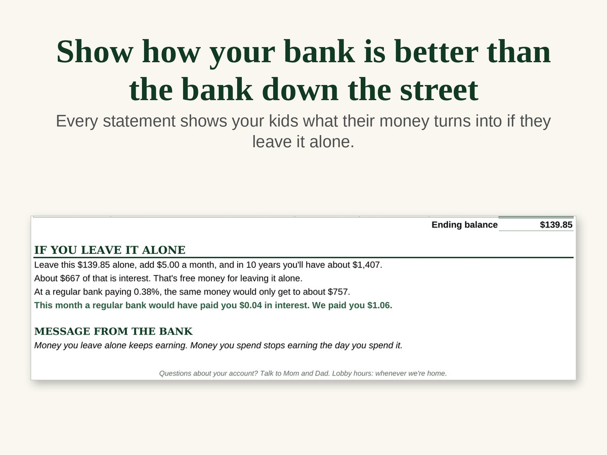 Bank of Mom & Dad: Kids Savings Account Spreadsheet That Pays Interest