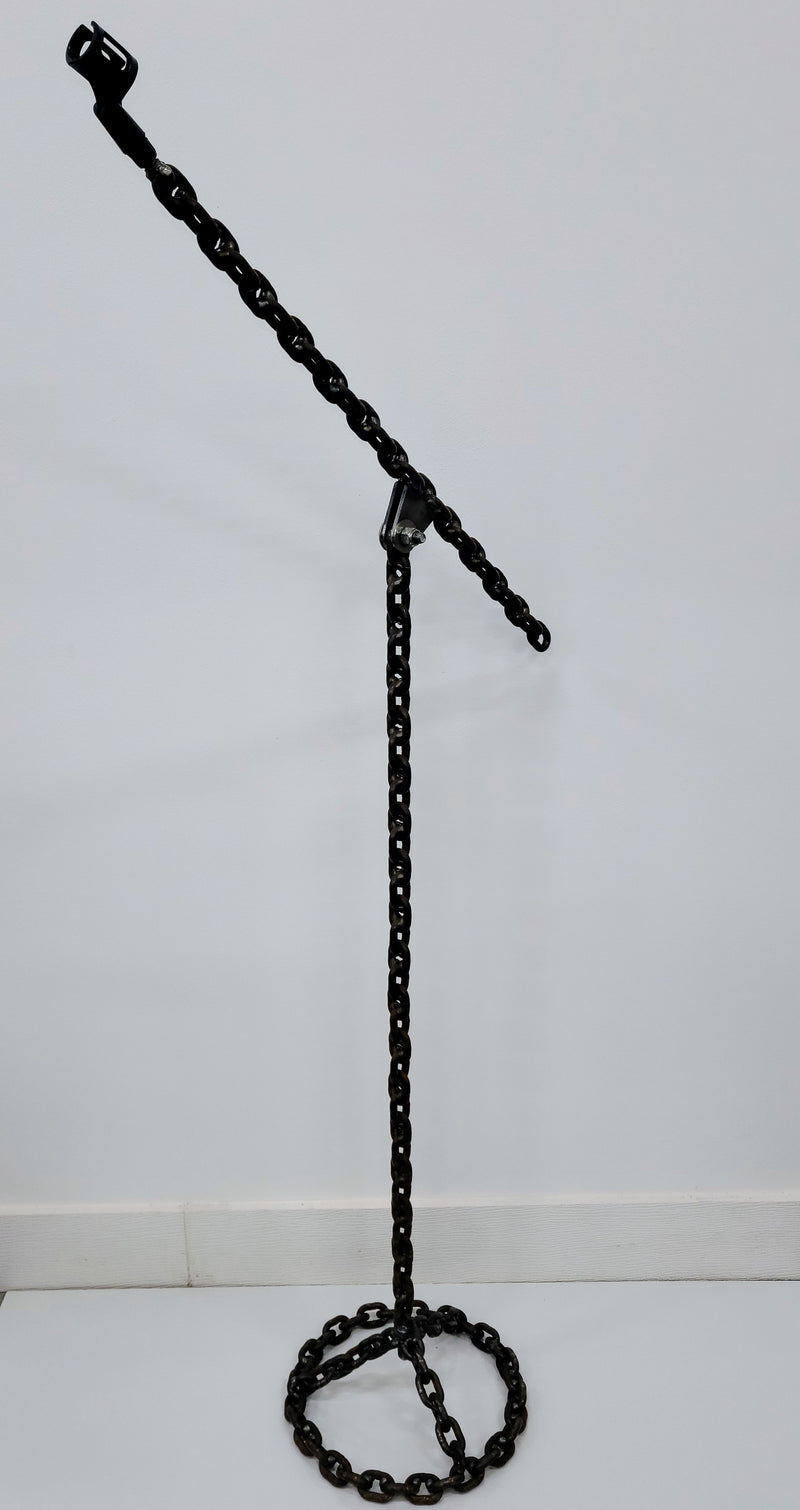 Handcrafted chain link microphone stand