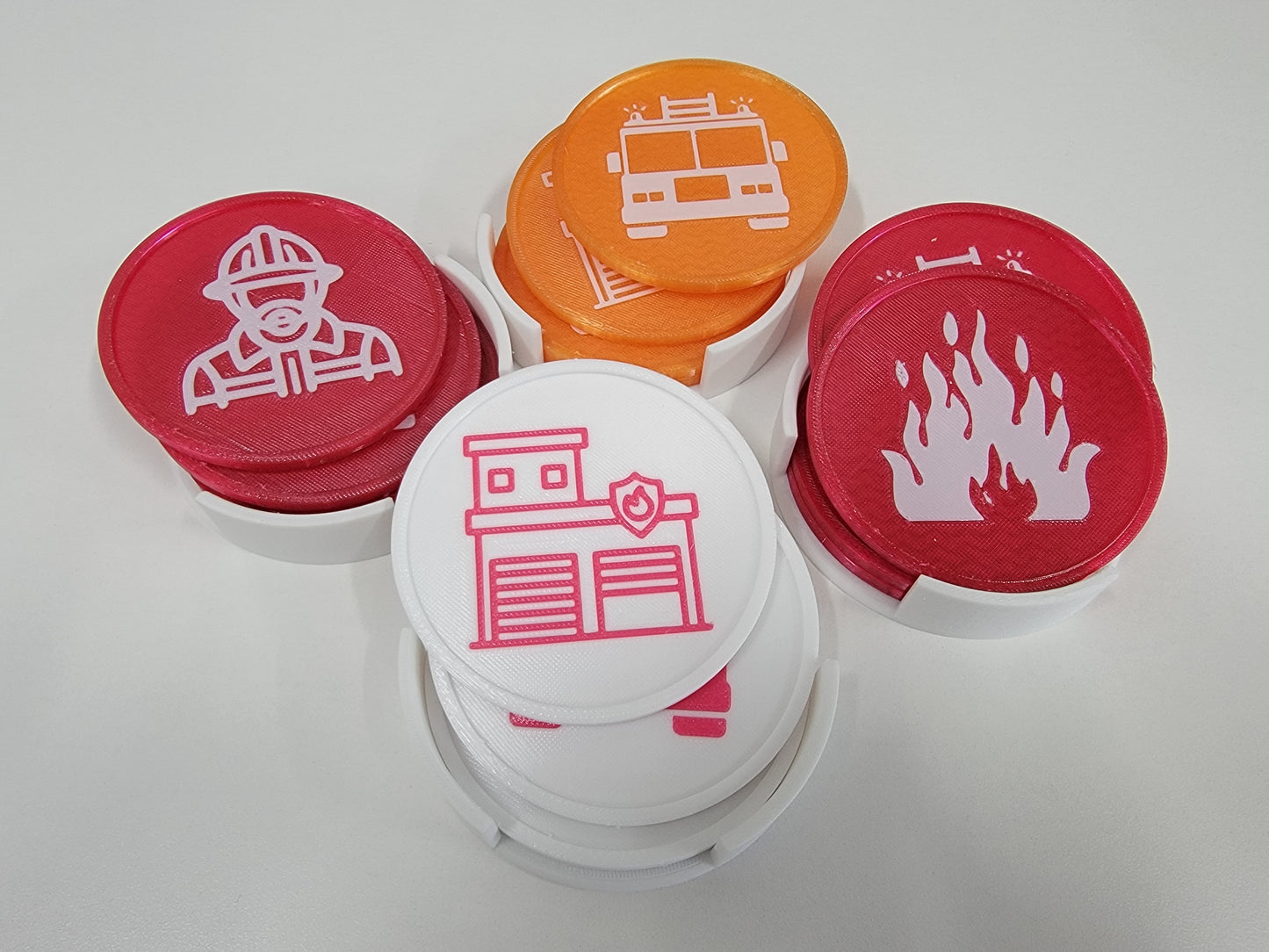 Firefighter Hero 4-Pack Coaster Set with Holder