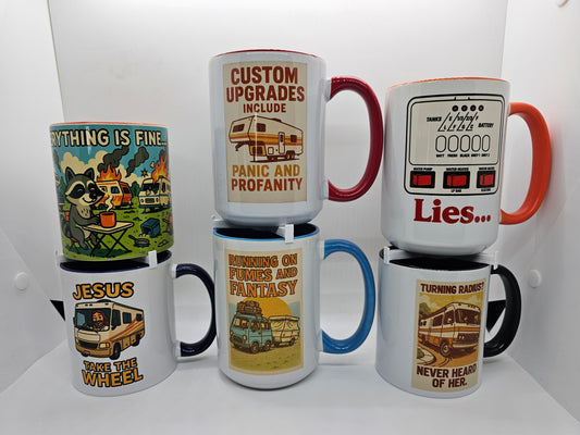 RV and kitchen mug stacker holding stacked coffee mugs to save cabinet space