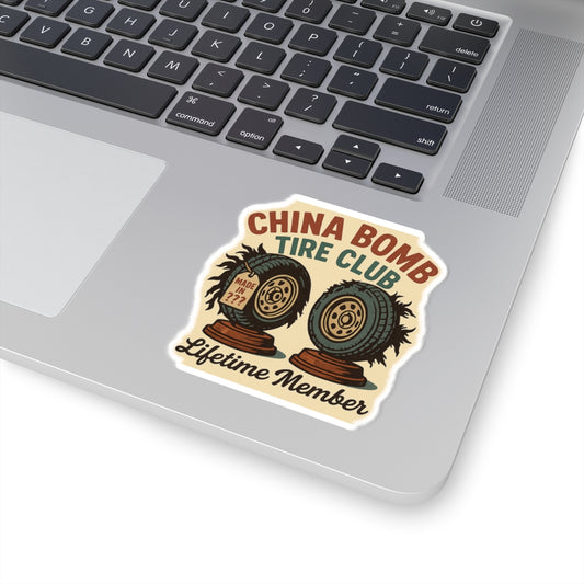 China Bomb Tire Club – 3x3 Kiss-Cut RV Sticker