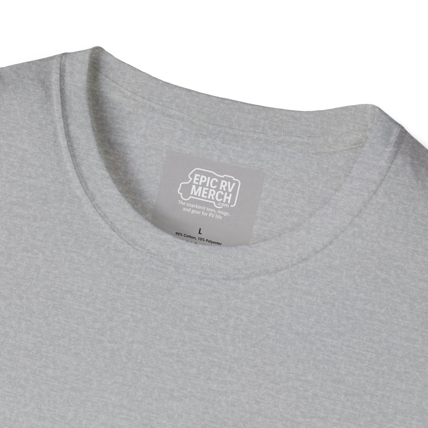 I Brake for Dump Stations – Funny Retro RV T-Shirt with Pocket Logo