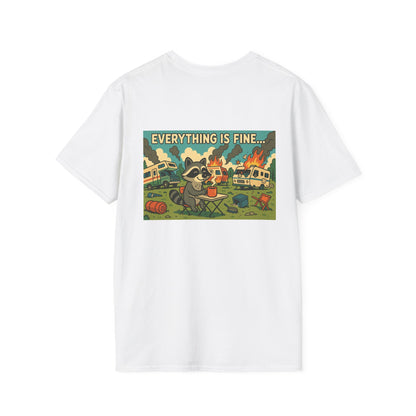 “Everything is Fine” Raccoon RV Disaster Tee – Softstyle Unisex Shirt