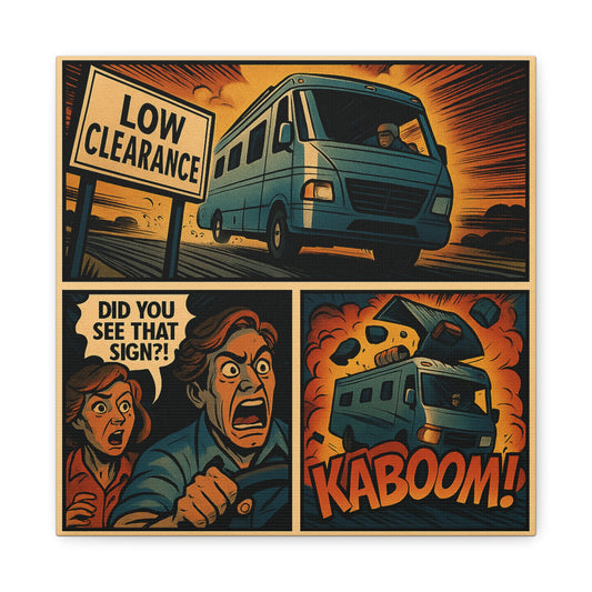 "Did You See That Sign?!" – RV Disaster Comic Canvas