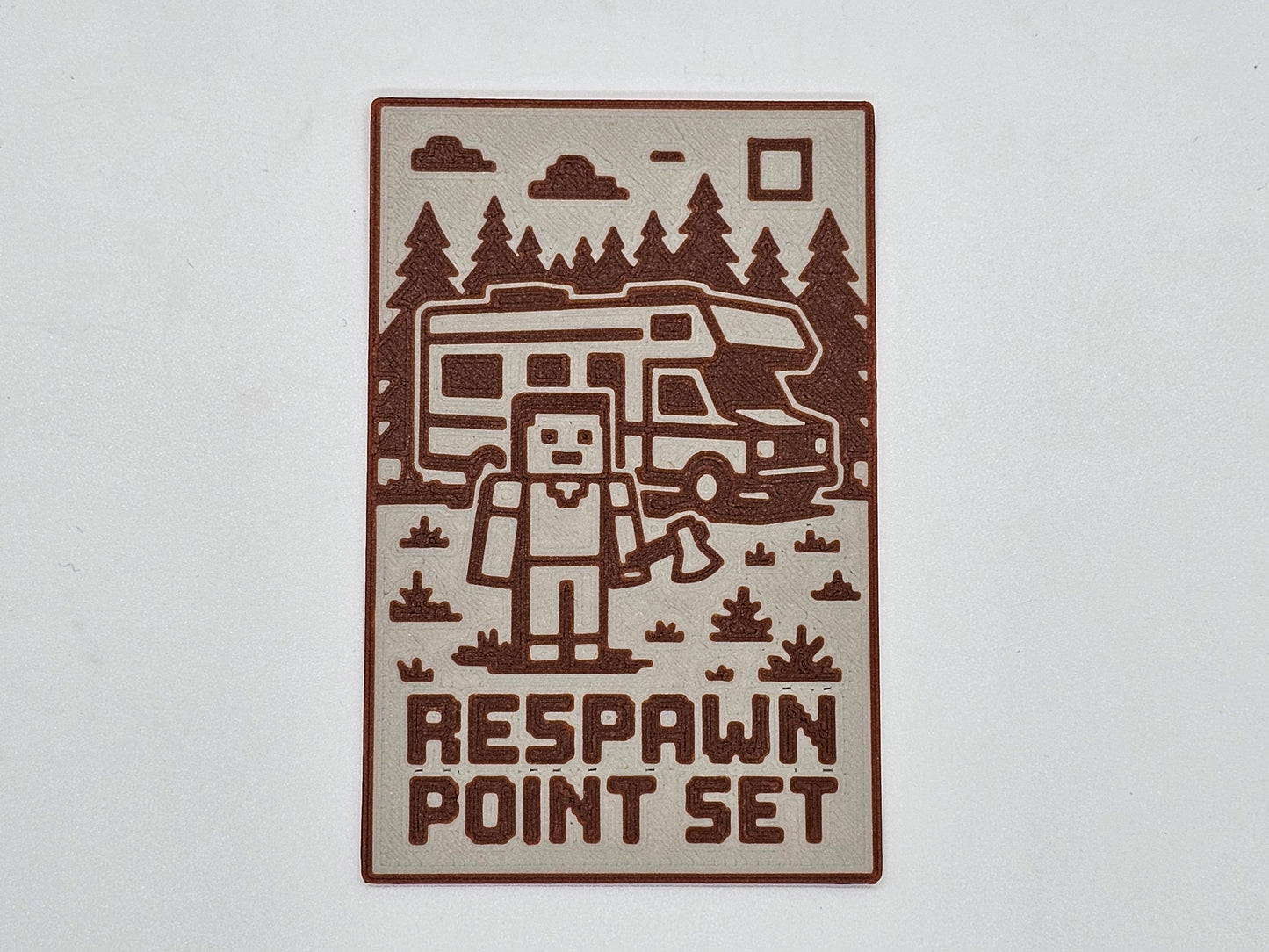 Cream and brown Respawn Point Set gaming RV magnet