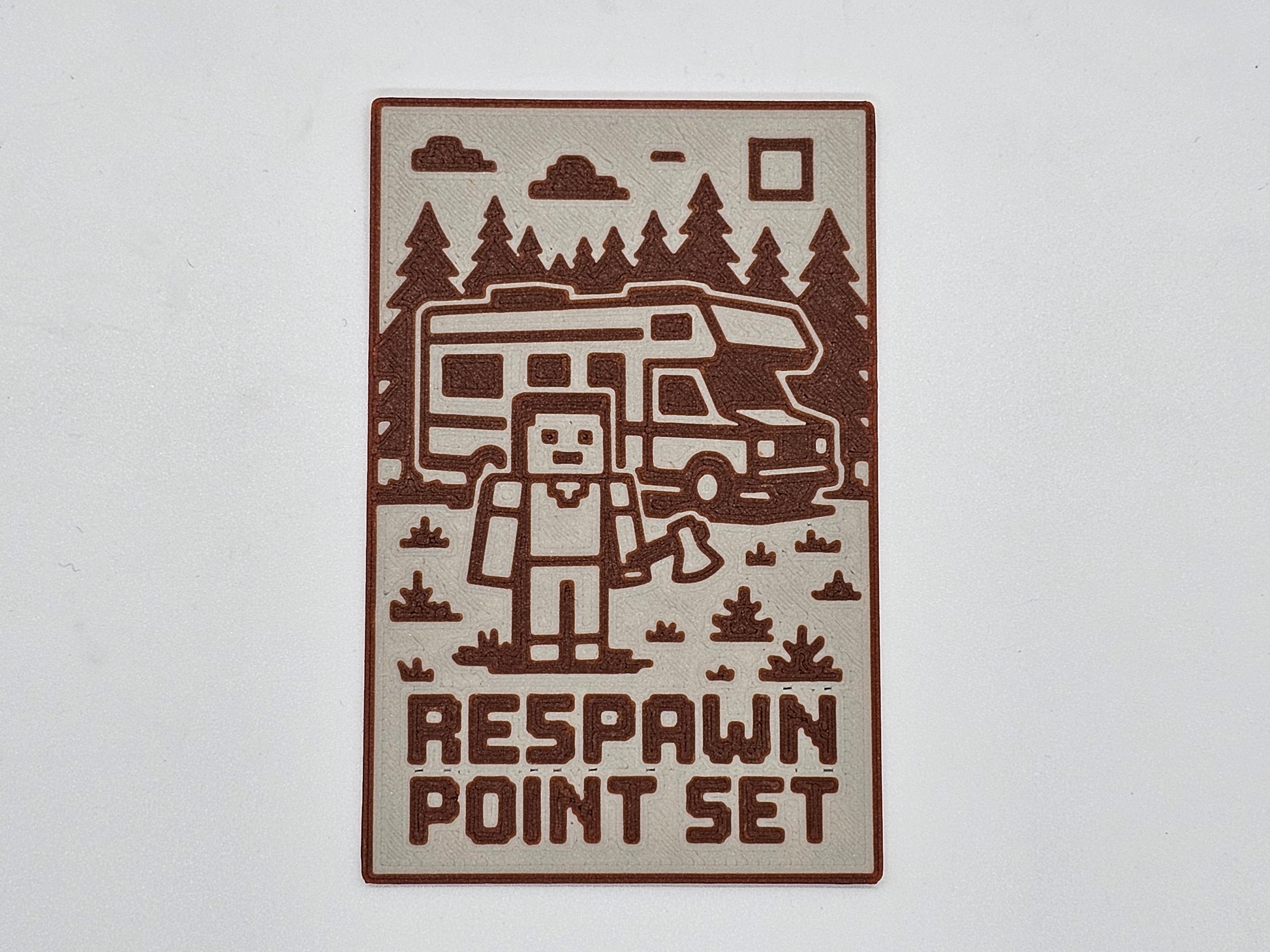 Cream and brown Respawn Point Set gaming RV magnet