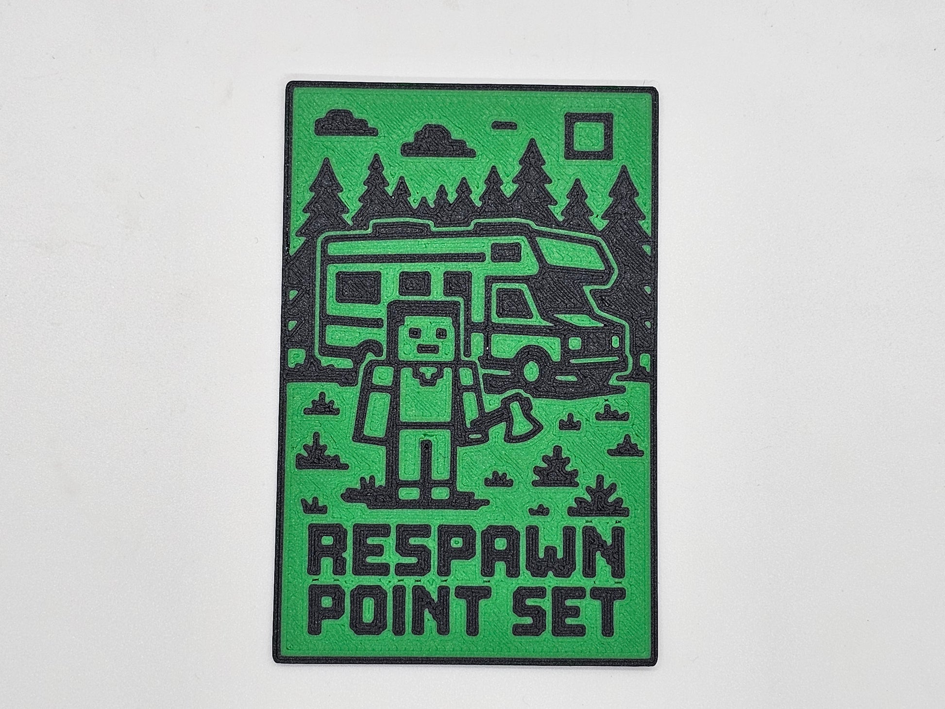 Green and black Respawn Point Set gaming RV magnet