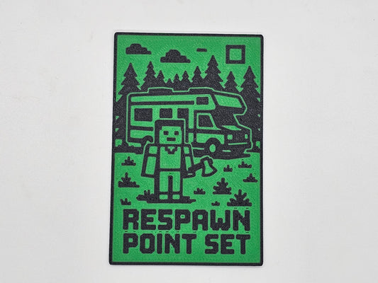 Green and black Respawn Point Set gaming RV magnet