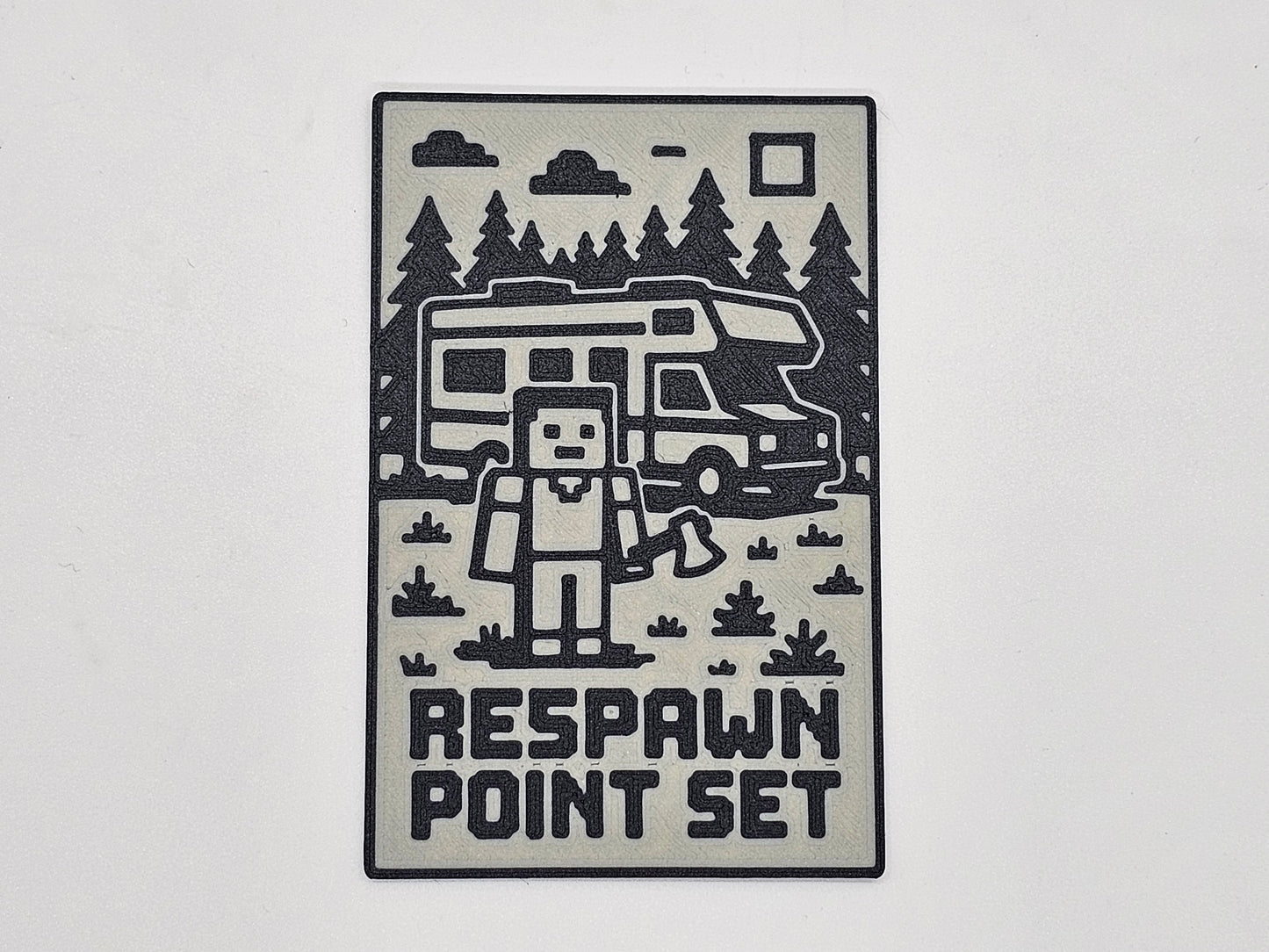 White and black Respawn Point Set gaming RV magnet