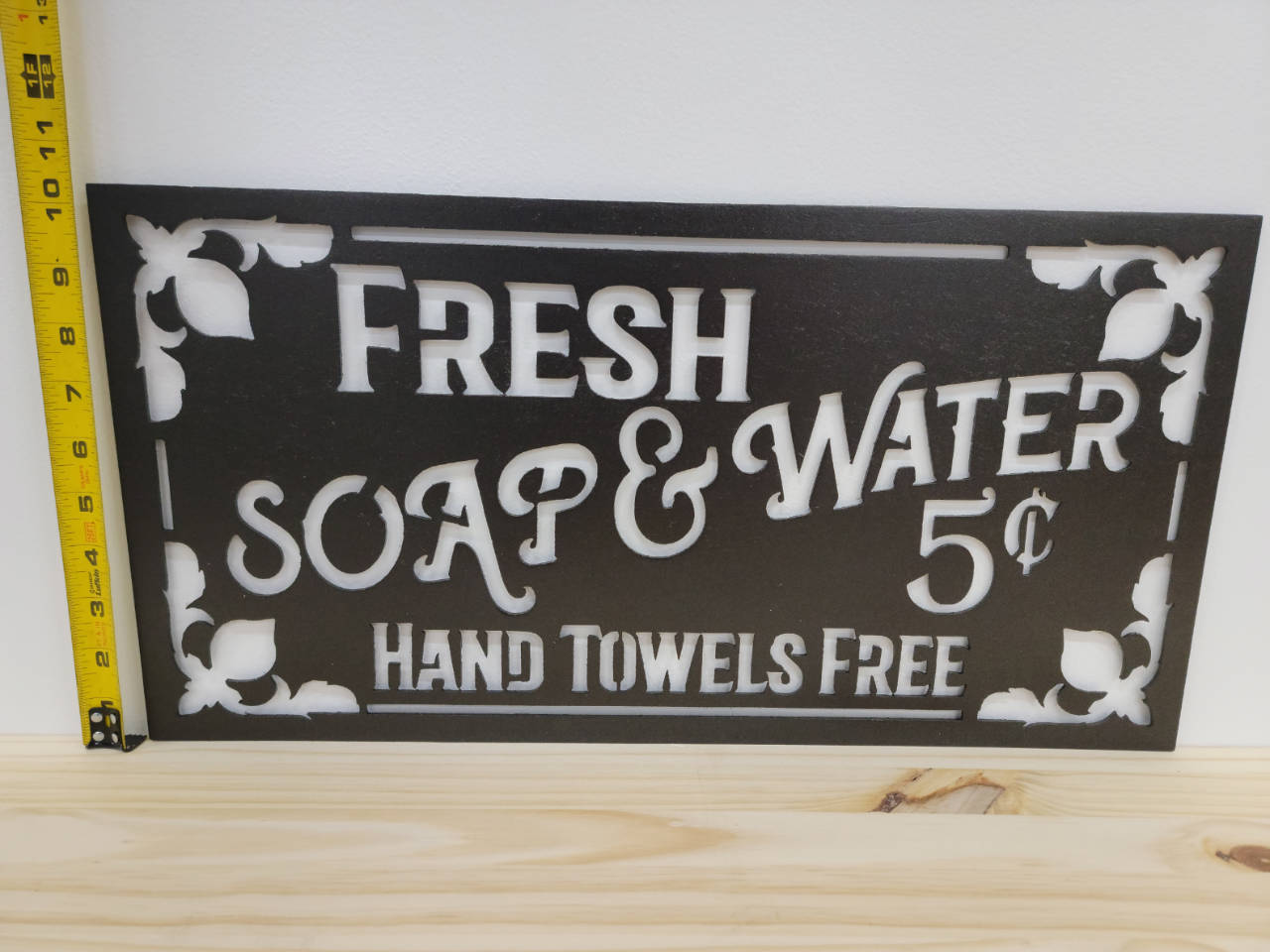 Fresh soap & water 5¢ Hand Towels Free - Bath or Laundry Sign